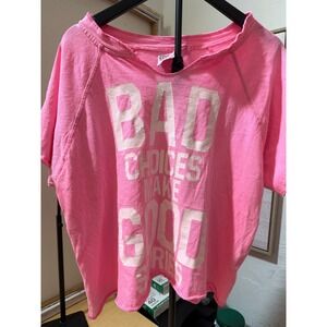 U.S. Vintage Pink Bad Choices Make Good Stories Graphic Tee Raw Edge S/M